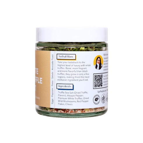 2.2 Oz Truffle Salt Blend with Extra White Truffle, Chives, Red Pepper Flakes, Aleppo Pepper, Sea Salt- SydSalt White