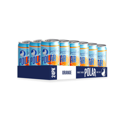 POLAR 24pk 7.5oz Dry Sparkling Soda Orange Flavor | Premium Cocktail Mixer Inspired by History | Cans