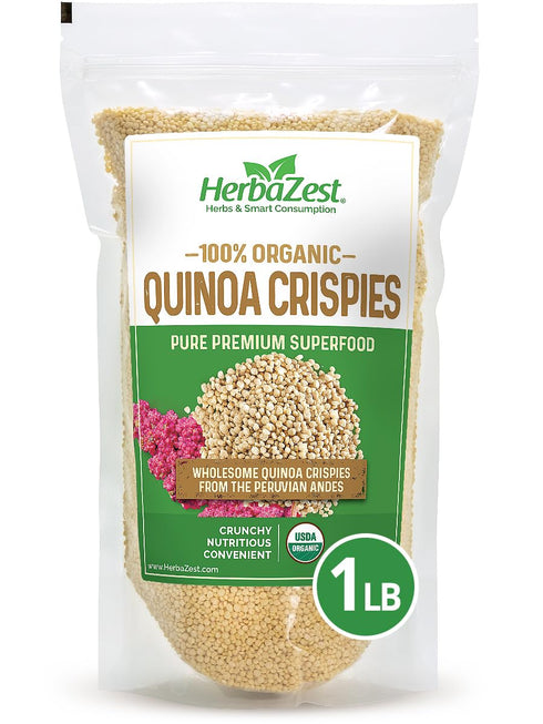 HerbaZest Quinoa Crispies Organic 1 LB Vegan, Gluten Free & USDA Certified