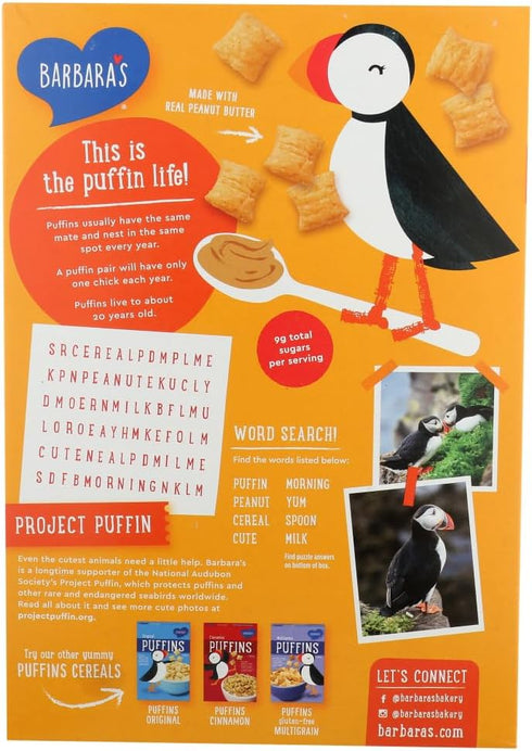 4 Pack Barbara's Bakery Peanut Butter Puffins Cereal