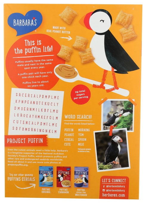 11-Ounce (Pack 6) Barbara's Bakery Peanut Butter Puffins Cereal, Boxes