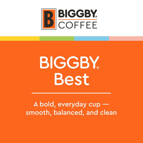 80 Count BIGGBY Best Single Serve Coffee, Recyclable Plastic Cups, Box, Medium Roasted