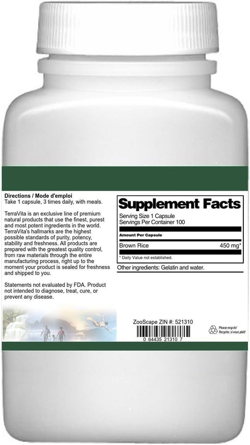 Terravita 450 (100 521310) Brown Rice - mg Capsules, ZIN: