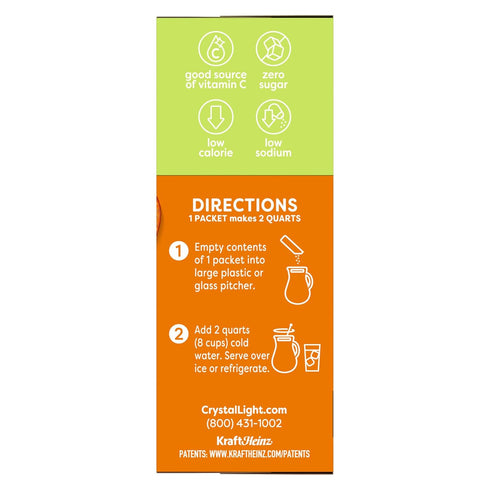 10-Quart (Pack 7) Crystal Light Peach Mango Green Tea Drink Mix, Box