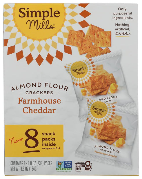 SIMPLE MILLS Farmhouse Cheddar Crackers Snack Pack 8ct, 0.8 OZ