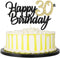 PALASASA Black Gold Glitter Happy Birthday Cake Topper - 30th Anniversary/Birthday Party Decoration