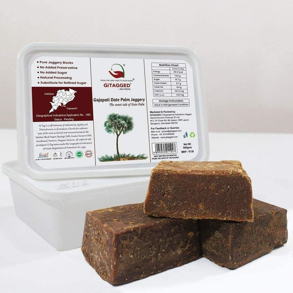 ZANGO Gajapati Date Palm Jaggery Blocks - 500gms | Pure Natural Jaggery |