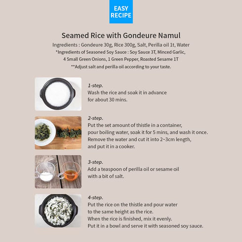 2.82oz, Pyeongchang Gondre Namul Dried Vegatables for Namul Bap Bibimbap Soup with rich flavor, Korean Healthy Food