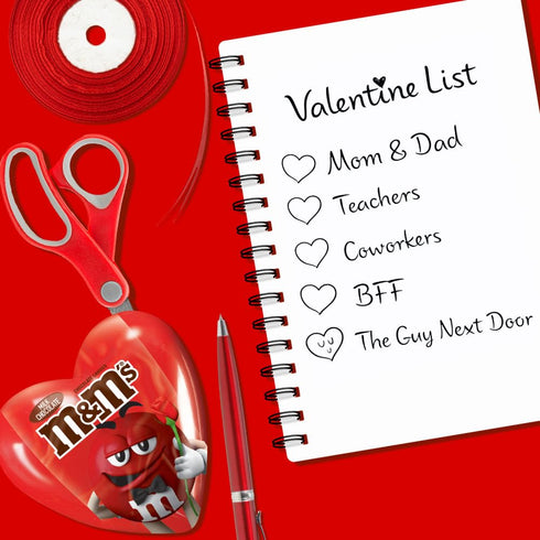 0.93oz, Pack 12 M&MS Milk Chocolate Fun Size Filled Heart Valentine's Day Candy
