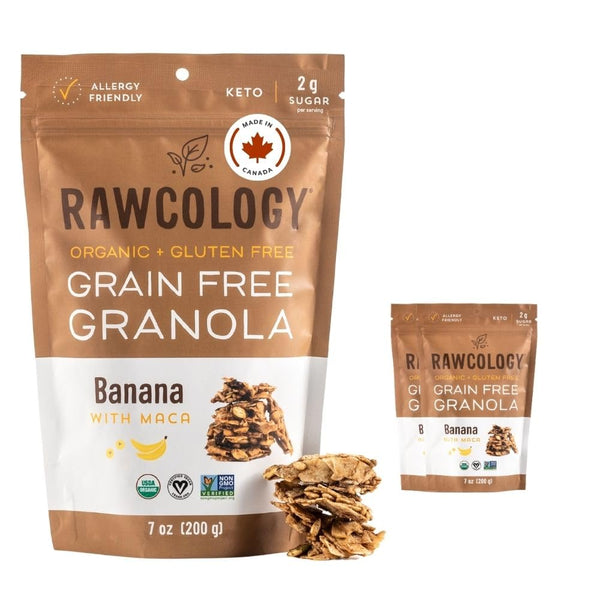 Rawcology Organic, Keto, Grain Free Raw Crunch Granola - Banana with Maca,