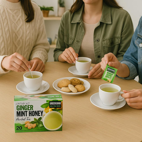 Generic 20 Ginger Tea Mint Honey Flavor Instant Sachets - Natural Smooth Cool Mint Taste - Caffeine Free Gluten Free