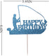 Sea Fishing Birthday Cake Topper, Fisherman Theme Party Supplies, Gone Fishing Decorations, Black Glitter Decor
