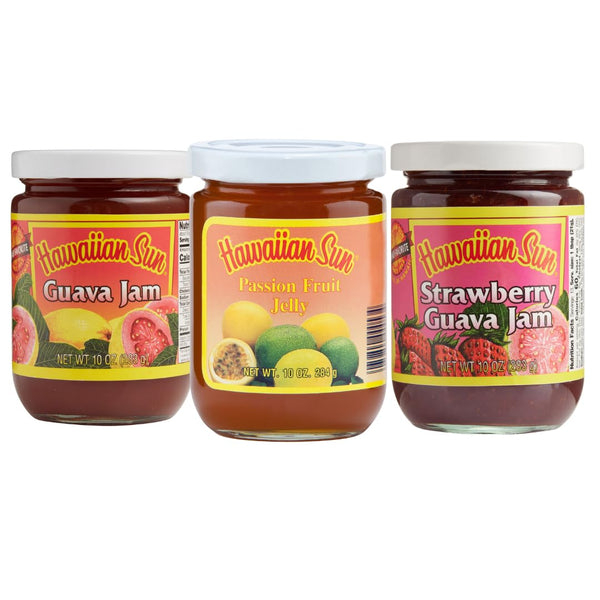 Hawaiian Sun Tropical Jams, Jellies & Preserves Bundle, Guava Jam + Passion