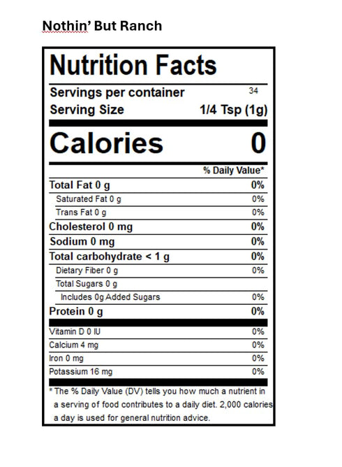 DAK's Spices Nothin' But Ranch Blend, 1.5 oz - 100% Salt & Sugar Free, Healthy Seasoning