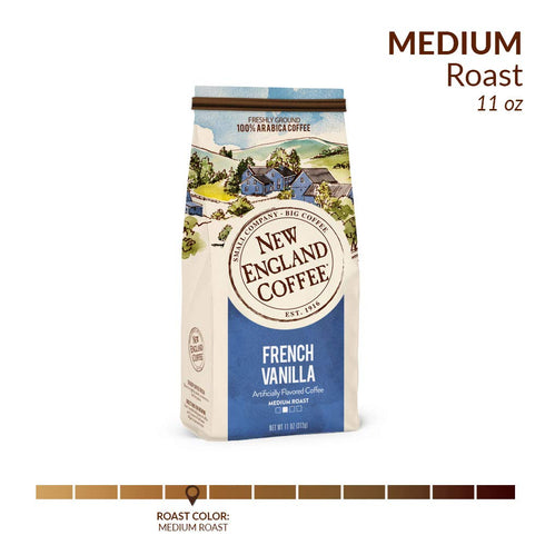11oz (Pack 3) New England Coffee French Vanilla Medium Roast Ground Coffee, Bag