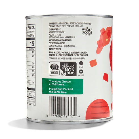 365 28 by Whole Foods Market, Organic Crushed Tomatoes, Fire Roasted, Ounce