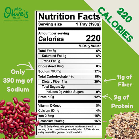 7 oz (Pack 3) Miss Olives Southwest Style Bean & Grain Bowl, Lower Sodium Microwavable Ready Meal, Plant-Based