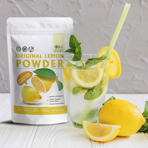 orgnisulmte 8 Oz Lemon Powder,Whole Lemon Juice Freeze Dried Powder Strong Lemony Flavor