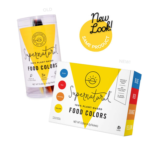 (4 Packets) Supernatural Plant-Based Food Coloring - Blue, Red, Orange & Yellow Natural Food Dye Powders
