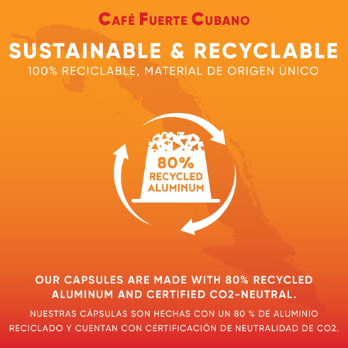 Caf Fuerte Cubano 13, Packaged (80 Count) , Aluminum Espresso Capsules, Compatible with Nespresso Original Machines