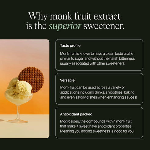 TREASON 100% 400 20g , Monk Fruit Extract Sweetener, Without Erythritol or Allulose, Keto Friendly, Non-GMO, Zero