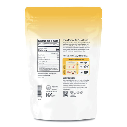 (1 lb) Lakanto Date Sugar with Monk Fruit Sweetener - Reduced Sugar for Coffee, Tea, Desserts, Cooking, Baking, Drinks