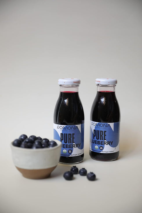 8.4 (Pack 12) Pomona Organic Juices Pure Blueberry Juice, Cold Pressed Organic Juice, Non-GMO, No Sugar Added, Not from