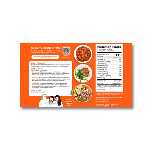 8 8.8 Oz Vegan Shroomeats Mushroom Balls - High Protein Meat Substitute from Shiitake Mushrooms - Non-GMO