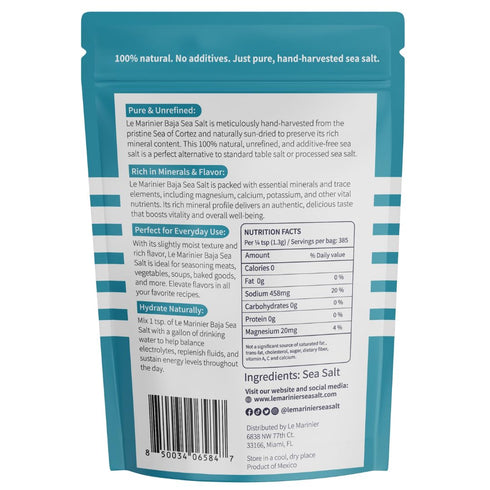 1.1lb 18oz 100% (1.1lb Le Marinier Baja Mineral Sea Salt Fine Grind, - | Natural and Unrefined | Authentic Baja Sea