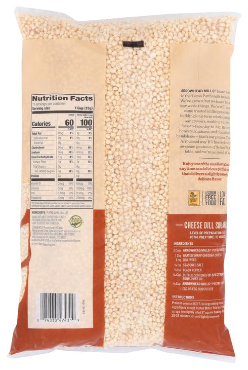 12 6 oz. Arrowhead Mills - All Natural Puffed Millet Cereal - Case