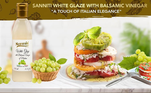 8.45 oz (Pack 2) Sanniti Italian White Glaze with Balsamic Vinegar of Modena | Ideal for Dressing | Delicate Cream