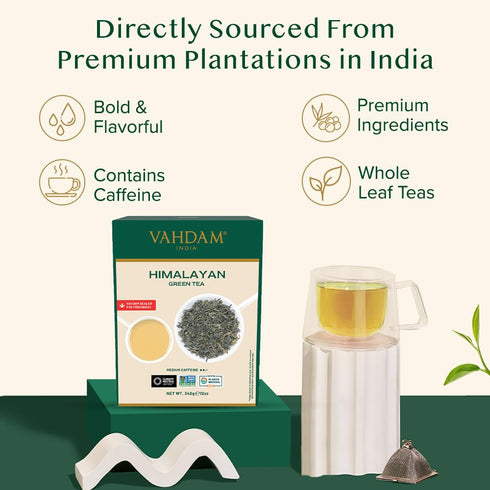 170+ (12oz) VAHDAM, Green Tea Leaves From Himalayas Cups High Elevation Grown Green Tea Leaves From Himalayas | Pure