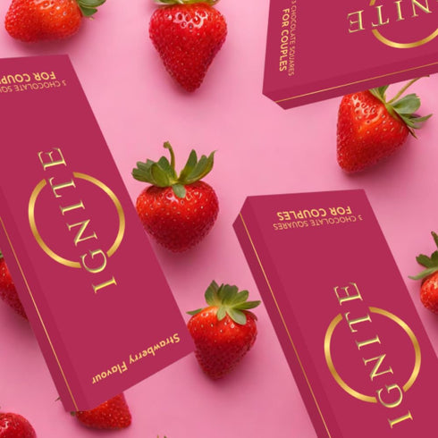60% Ignite Chocolate Bars - Premium Strawberry flavor Chocolate Squares for Couples - Cocoa, Vegetarian - Crafted