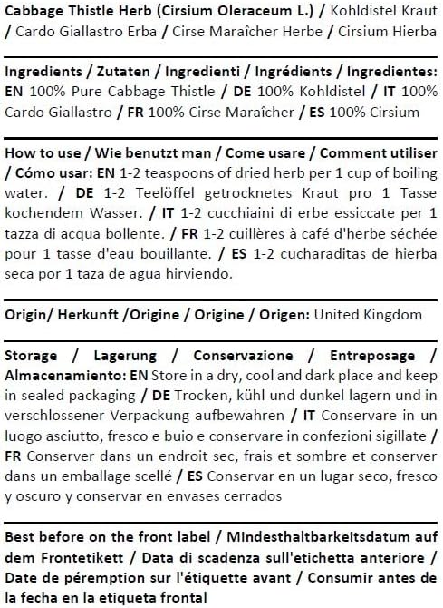 (100g) Health Embassy Cabbage Thistle Herb | Cirsium oleraceum L | Herbal Tea