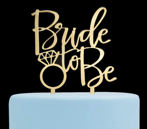 Bride to Be Cake Topper, Engagement and Bachelorette Party Decoration Supplies (Gold)