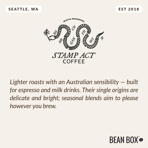12 Milk Money - Roasted by Stamp Act - Whole Bean Coffee - Ounce Bag