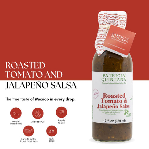 (12 oz, 2 Patricia Quintana Roasted Tomato & Jalapeo Salsa - Authentic Artisanal Mexican Ingredients - Perfect topping