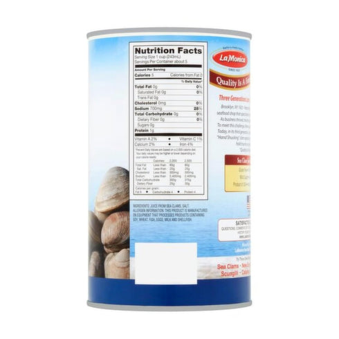 46 oz LaMonica Sea Clam Juice All-Natural Broth from Wild Caught Sea Clams No MSG Perfect for Chowders, Soups & Seafood