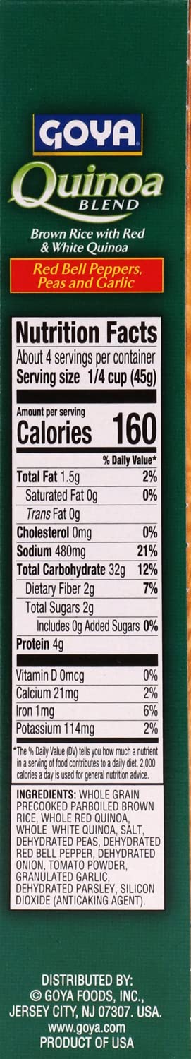 6 Goya Foods Quinoa Blend with Red Bell Peppers, Peas and Garlic, Ounce