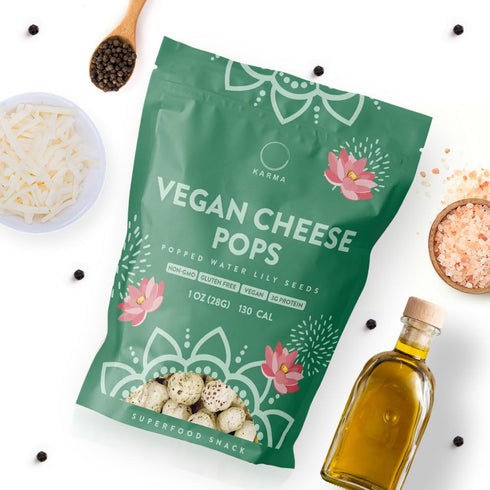 3g 1oz (Pack 6) Karma Vegan Cheese Popped Water Lily Seeds - protein, Gluten-Free, Vegan Cheese, Non-GMO - Flavor