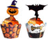 48 Pieces Halloween Cupcake Toppers Kit for Halloween Cake Decoration with Cupcake Wrappers