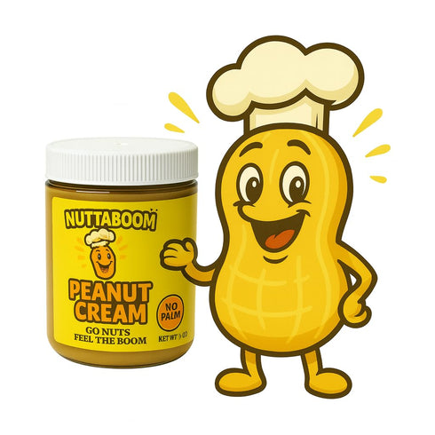 Nuttaboom 8oz Peanut Cream Spread Natural Nut Butter with Shea Butter & Organic Coconut Oil, No Palm Oil, Healthy Bread