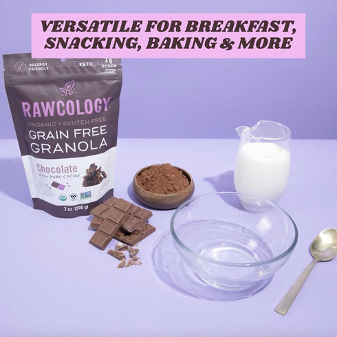 3 200 Pack Rawcology Organic, Keto, Grain Free Raw Crunch Granola - Chocolate with Raw Cacao, x Gram