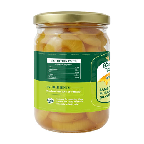 Growing Villagers 600g (21.16 oz) Bamboo Murabba in Honey | Ready to Eat Bamboo Shoots Sweet Preserve | Fiber Rich