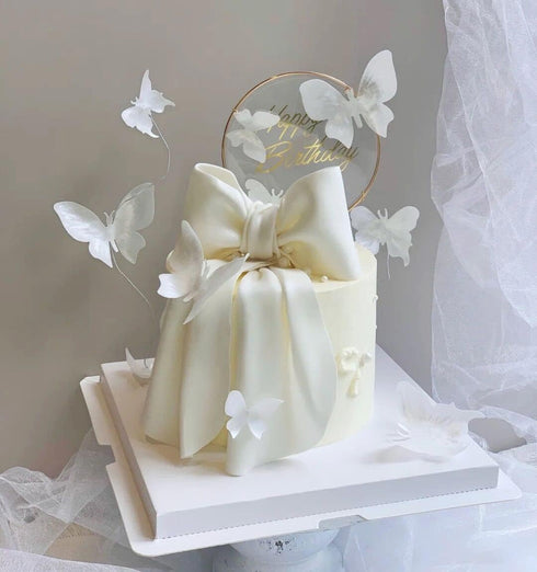 50Pcs Edible Wafer Cupcake Toppers, Cake DIY White Blank Butterfly Cake Decoration Birthday Mix Size