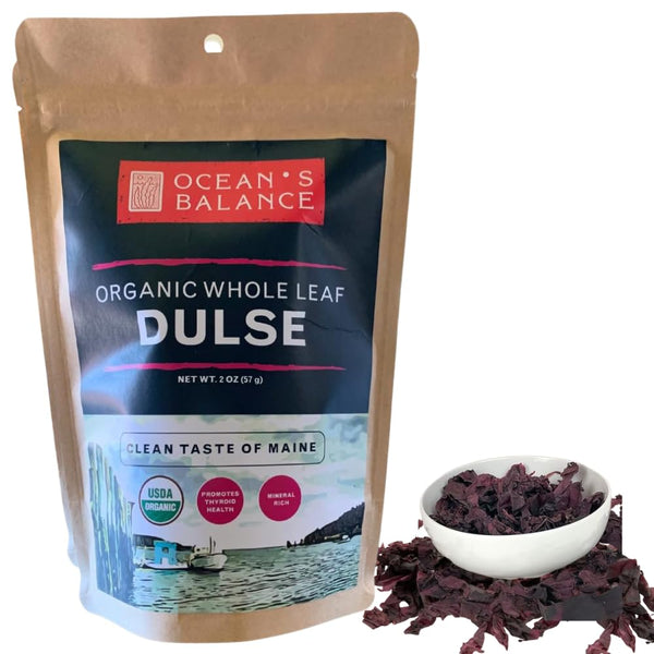 Ocean's Balance Organic Whole Leaf Dulse Maine Coast Vegetables for Keto, Paleo