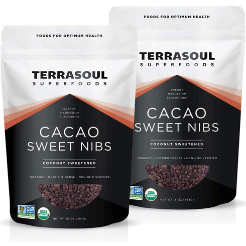Terrasoul Superfoods Organic Sweet Cacao Nibs, 2 Lbs (2 Pack) - Coconut