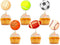 Morndew 24 PCS Sports Fan Cupcake Toppers - Basketball, Baseball, Soccer, Volleyball for Theme Party Decorations