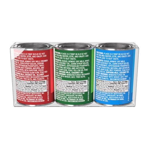 Set 2.5 oz McSteven's Peanuts Colored Hot Chocolate - of Three Festive Tins