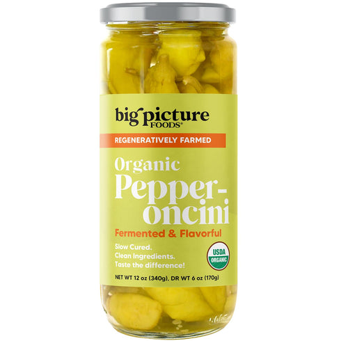 Big Picture Foods Big Picture Organic Pepperoncini/Whole in Jar - Zesty Macedonian Green Peppers for